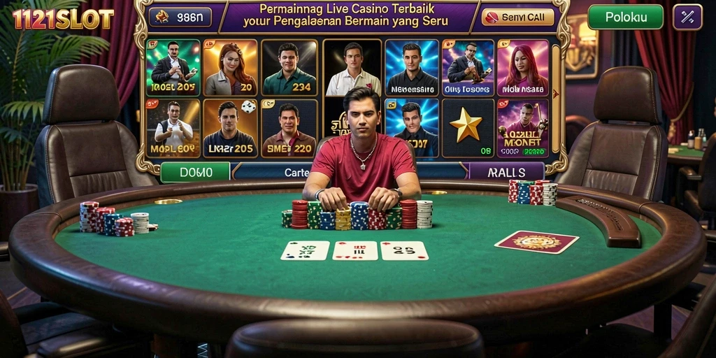 Tampilan gameplay Live Casino yang mendebarkan di 1121SLOT.