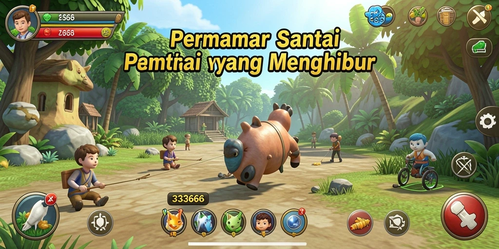 Tampilan menarik dari gameplay 333666 dengan karakter lucu dan warna cerah.
