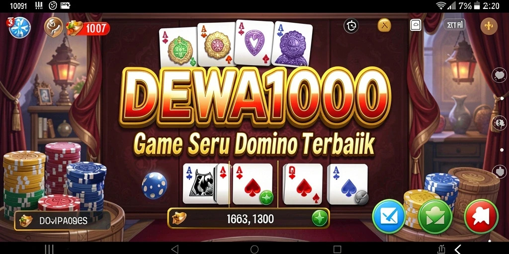 Screenshot DEWA1000 menampilkan gameplay seru Domino dengan grafik yang menarik.