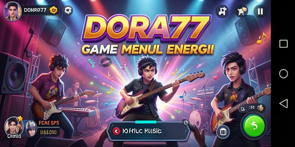 Screenshot gameplay DORA77 memperlihatkan keseruan bermain musik dengan teman.
