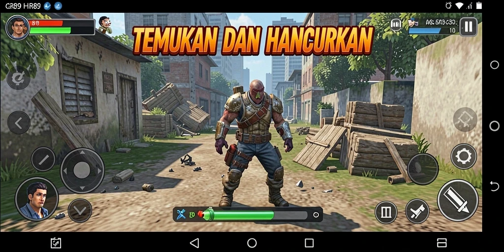 Screenshot gameplay HR89 menampilkan aksi tembak-tembakan yang seru.