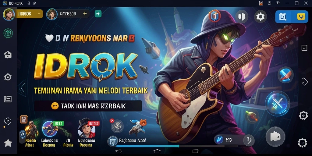 Screenshot menunjukkan gameplay musik dan interaksi pengguna di IDROK.