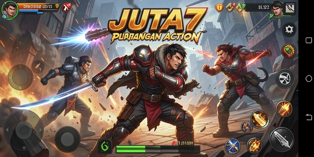 Tangkapan layar menampilkan aksi mendebarkan dalam JUTA7.