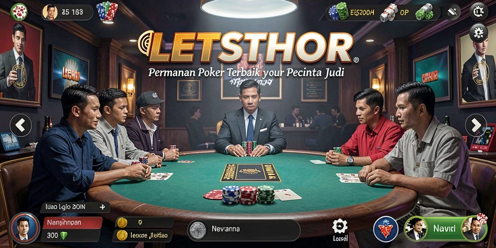 Screenshot permainan LETSTHOR dengan aksi Poker yang seru.