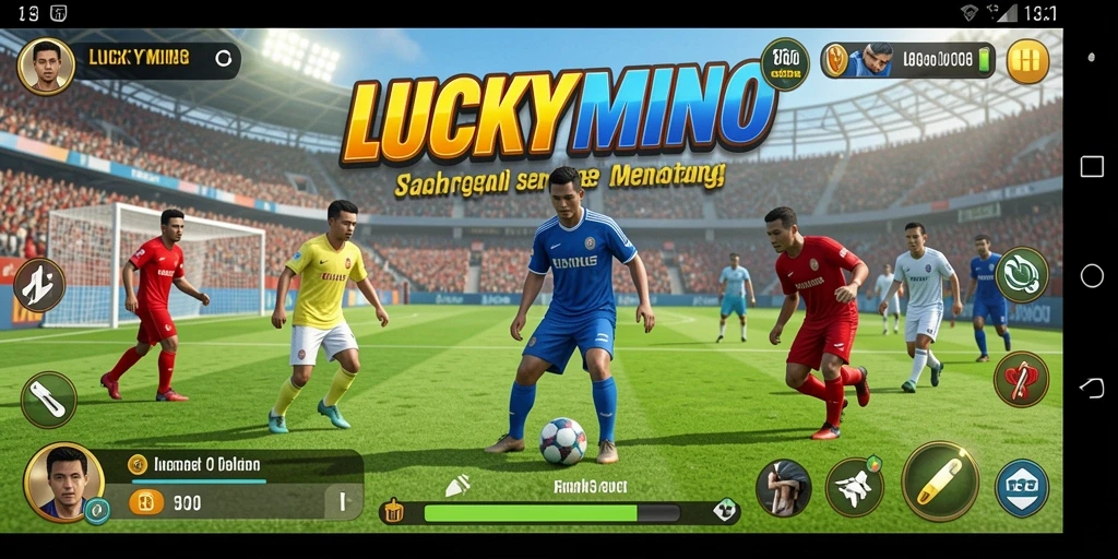 Tampilan gameplay menarik dari LUCKYMINO yang penuh aksi olahraga.