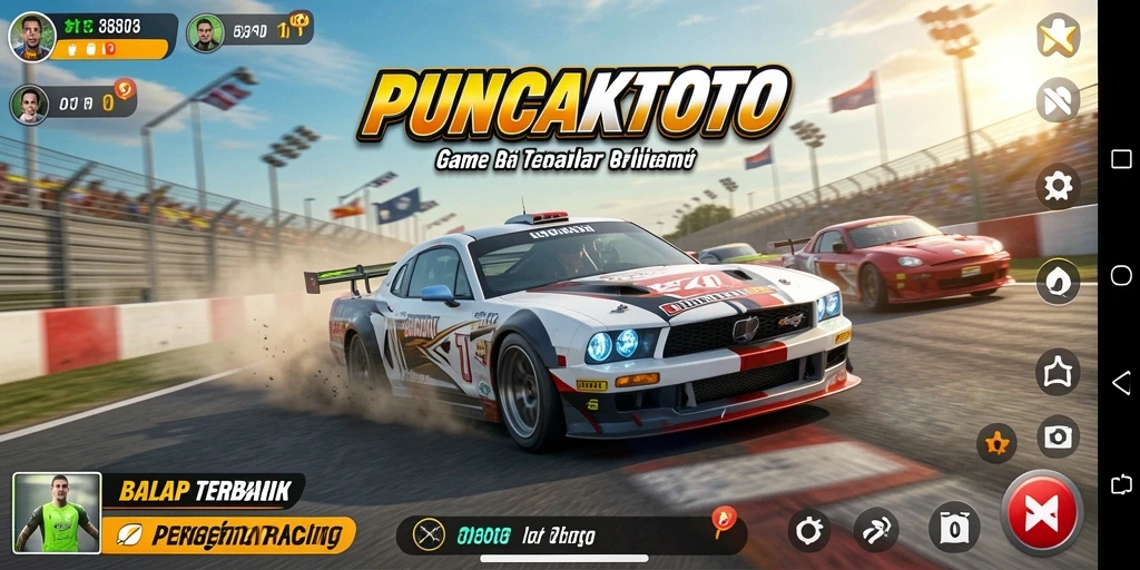 Gameplay mendebarkan dari PUNCAKTOTO dengan mobil balap kencang.