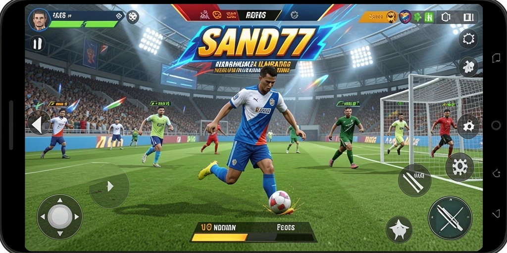 Screenshot SAND77 menunjukkan aksi olahraga yang mendebarkan dan gameplay yang realistis.