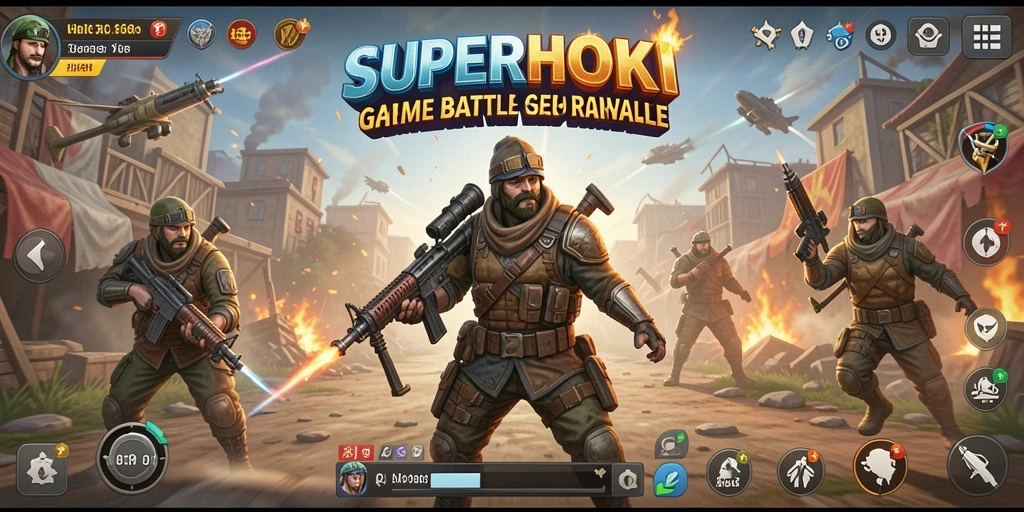 Tangkapan layar gameplay menegangkan dari SUPERHOKI dalam pertempuran Battle Royale.