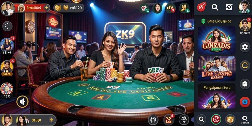 Tampilan menarik dari gameplay ZK9 di Live Casino yang seru.